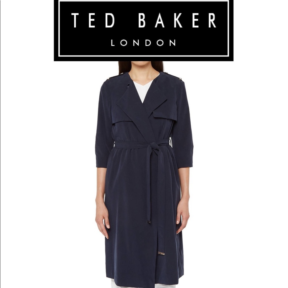 Ted Baker London Corabel Navy Long Trench coat